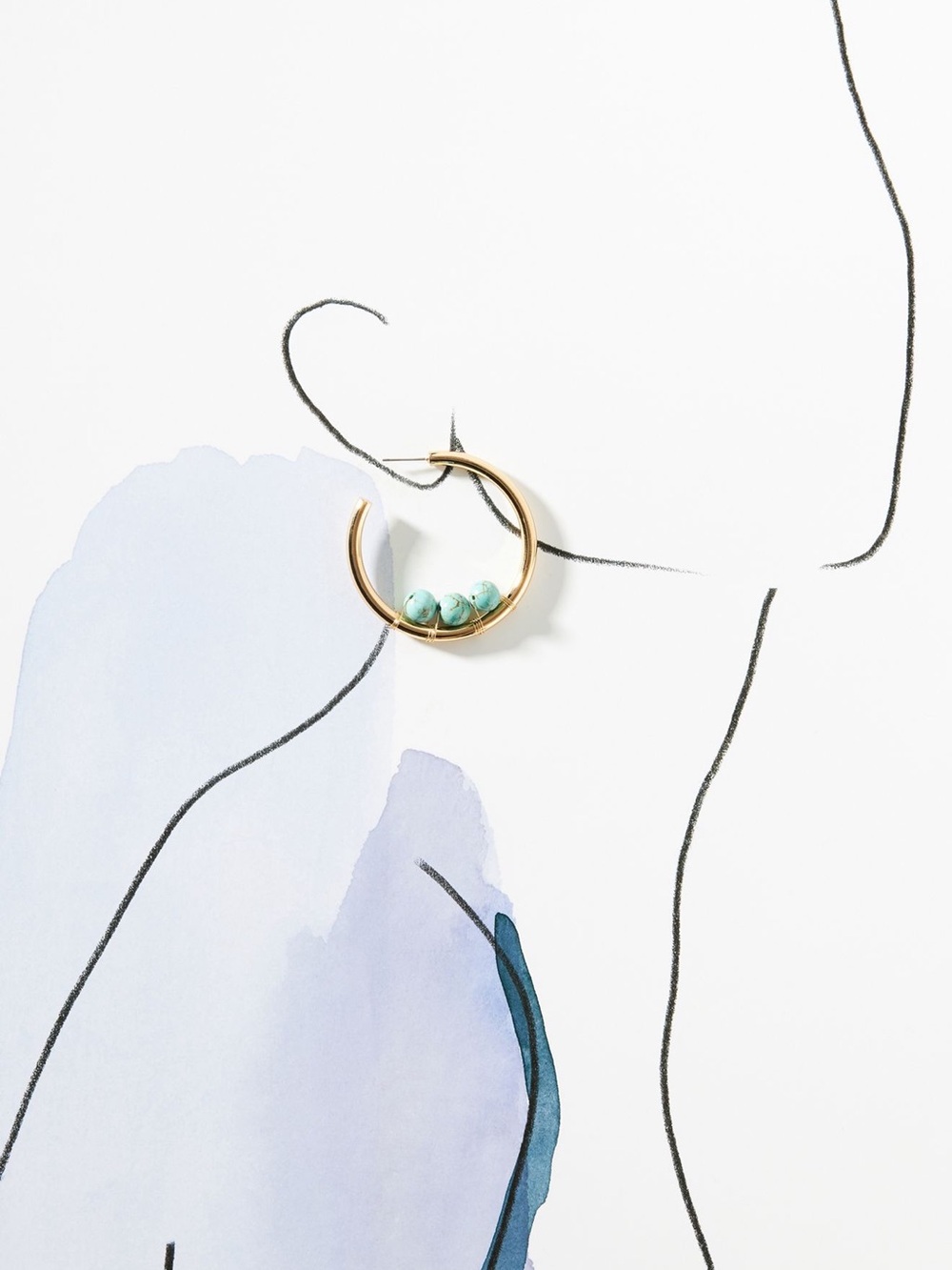 Anthropologie Embellished Hoop Earrings 2” diameter